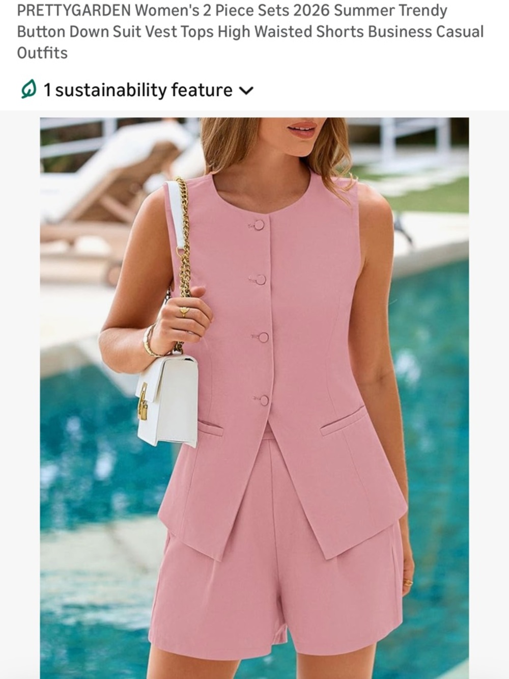 Sleeveless Pink Button Vest & High-Waist Shorts Set